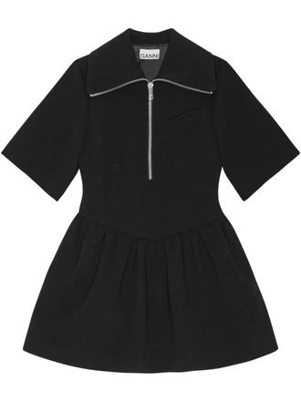Ganni Abito corto con zip - Nero