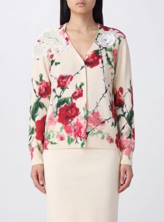 Blumarine Cardigan floreale in misto lana con scollo a V e bottoni