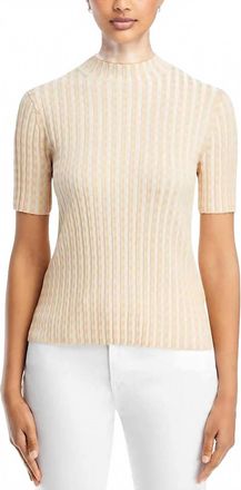 Lafayette 148 New York Gingham Matte Crepe Short Sleeve Sweater In Pampas Plume Multi