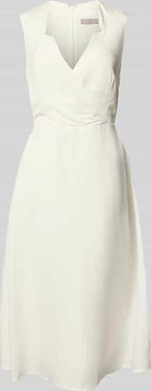 Christian Berg Midikleid aus Leinen-Viskose-Mix in Wickel-Optik in Ecru, Gr&ouml;&szlig;e 34