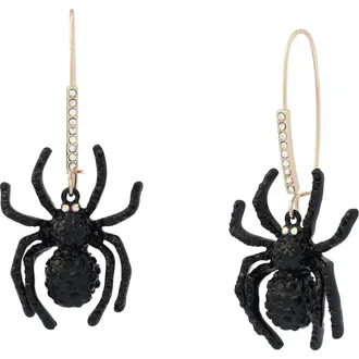Betsey Johnson Spider Drop Earrings in Black at Nordstrom