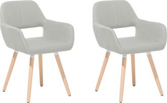Beliani Beliani - Conjunto De 2 Sillas Tapizadas En Tela Gris Claro Con Patas De Madera Estilo Ecl&eacute;ctico Moderno Chicago