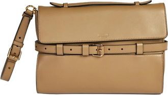 Moschino Beige Leren Pochette met Decoratieve Riem - Dames - Clutches - Beige - ONE Size - Leer - Tassen