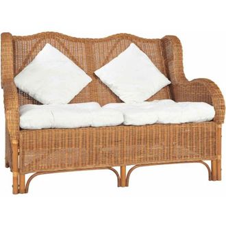vidaXL Vidaxl - Divano a 2 Posti Marrone Chiaro in Rattan Naturale e Lino
