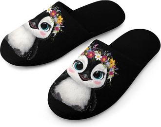 Generic Cute Penguins Mens Slippers Warm Non-Slip Houes Shose Spa Slipper for Home Bedroom