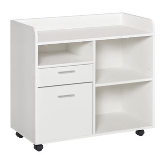 Vinsetto Vinsetto - Armario De Oficina Para Impresora Con 3 Compartimentos 2 Cajones Para Archivos Estante Ajustable Ruedas Con 2 Frenos 80x40x72 Cm Blanco