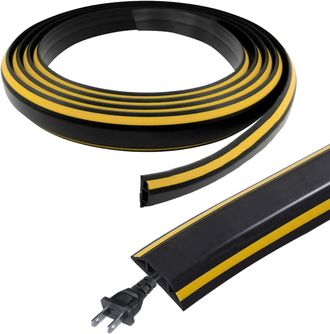 OEM Canaleta Adhesiva Para Cables De Suelo De 400 Cm, Rampa De Protecci&oacute;n De Cables De Pvc Flexible, Color Negro, Protector De Gesti&oacute;n De Cables De Suelo 