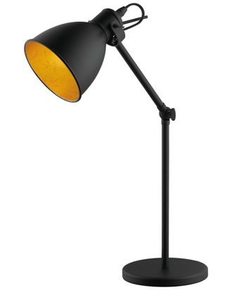 Eglo Eglo Priddy 1 Light Desk Lamp With Black Finish & Black & Gold Metal Shade