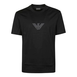 Emporio Armani Pima Jersey T-shirt met Logoprint - Heren - T-shirts - Zwart - S - Katoen - Tops