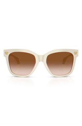 Versace 55mm Square Sunglasses in White Talc /Brown Gradient at Nordstrom