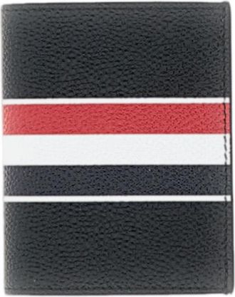 Thom Browne Black RWB Stripe Leather Card Holder