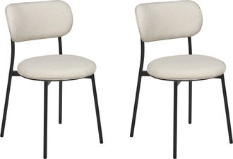 Beliani Beliani - Conjunto De 2 Sillas Modernas Asientos Tapizados Poli&eacute;ster Patas De Metal Para Comedor Cocina Beige Casey