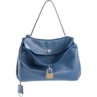 Balenciaga Medium Rodeo Leather Handbag in 4243 Faded Dark Blue at Nordstrom