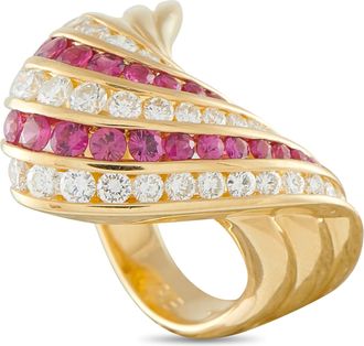Luxury Bazaar 18K Yellow Gold 1.28ct Diamond and Ruby Ring MF06-100826