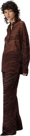 Missoni Blouse With Mandarin Collar And Zigzag Pattern in Black & Brown at Nordstrom, Size Medium