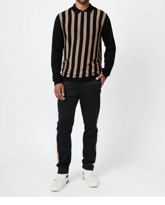 4funkyflavours Tigerbastard Long Sleeve Knit Polo In Black/tan