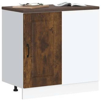 Berkfield Home Kitchen Base Cabinet Kalmar Smoked Oak Engineered Wood in Brown