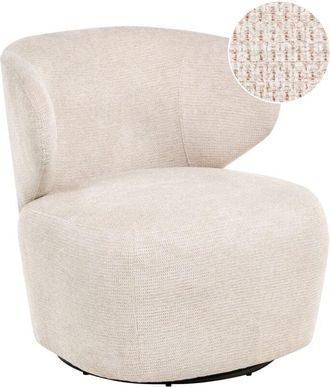 Beliani Beliani - Upholstered Occasional Accent Armchair Curved Backrest Swivel Frame Modern Seat Beige Alvdal
