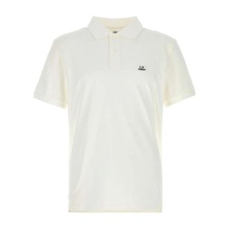 C.P. Company Polo Shirts, male, White, Size: XL Stretch Piquet Short Sleeve Polo