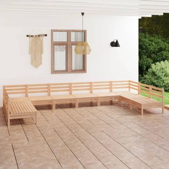 vidaXL Juego Muebles De Jard&iacute;n 10 Piezas Madera Maciza Pino Vidaxl