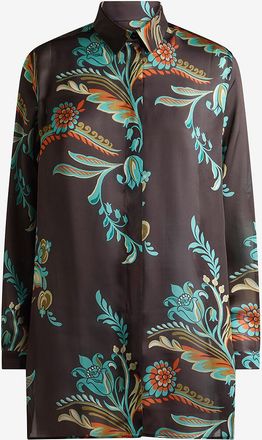 Etro Lange Blusentunika aus Krepp mit Blumenmuster