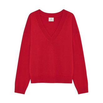 Anine Bing Lee Jumper A-09-3280 - female - Anine Bing - V-neck Knitwear - Red - XS - Knitwear