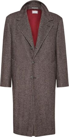 Brunello Cucinelli Cappotto monopetto spigato - Marrone