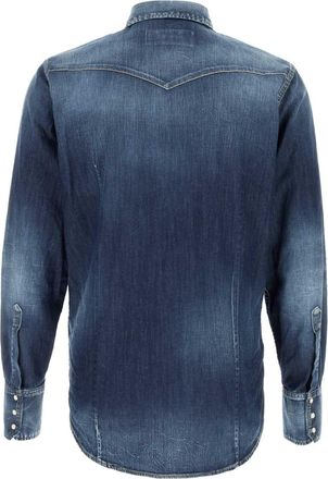 Dsquared2 Mens Western Shirt Navy Cotton Elastane