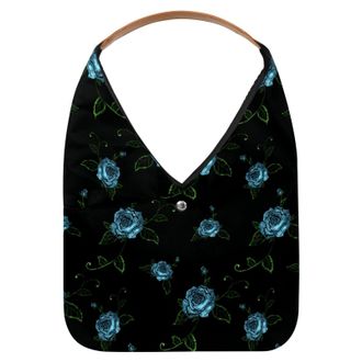 Generic Blue Rose Reusable Lightweight Grocery Bags - Foldable Into Compact Pouch, Washable & Sturdy, Multipurpose for Shopping and Travel