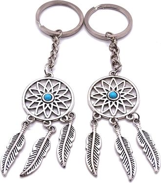 Generic Fashion Dream Catcher Tone Key Chain Silver Ring Feather Tassels Keyring Keychain For Gift Creative And Exquisite WorkmanshipFashion Processed