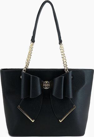 Like Dreams Womens Aubrey Bow Vegan Tote Bag In Black
