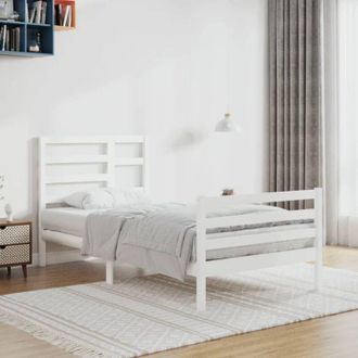 vidaXL Estructura De Cama Sin Colch&oacute;n Madera Maciza Blanco 90x200 Cm Vidaxl