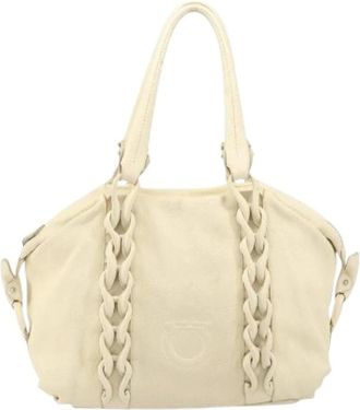 Ferragamo Pre-owned Handbags, female, Beige, Size: ONE SIZE Pre-owned Leather Shoulder Bag