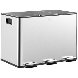 HOMCOM Cubo de basura 49.6x34.5x38.6 cm plata
