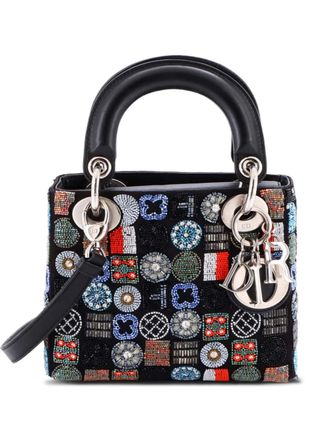 Dior Lady Dior Bag Embellished Satin Mini satchel - Nero