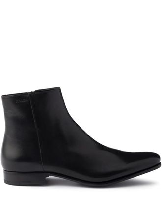 Prada 44mm debossed-logo zip boots - Black