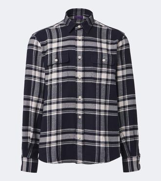 Ralph Lauren Purple Label Camisa de franela de algod&oacute;n a cuadros