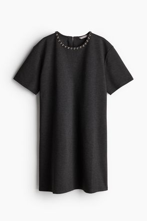H&M Jerseykleid mit Zierborte - Grau