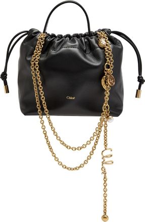 Chlo&eacute; Icon Charm-embellished Drawstring Leather Pouch - Black - One Size