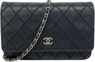Chanel Black Leather Chain/Shoulder Wallet (Pre-Owned)