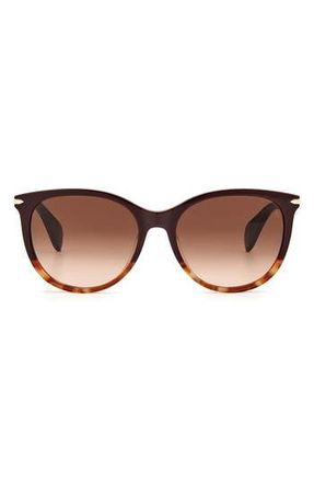 Rag & Bone 54mm Round Cat Eye Sunglasses in Burgundy /Brown Gradient at Nordstrom Rack