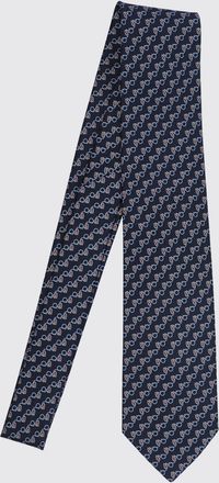 Ferragamo Cravatta in pura seta con motivo Gancini monogram all-over