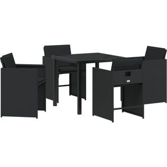 vidaXL Conjunto De Comedor De Jard&iacute;n Con Coj&iacute;n 5 Pcs Negro Polirat&aacute;n Vidaxl