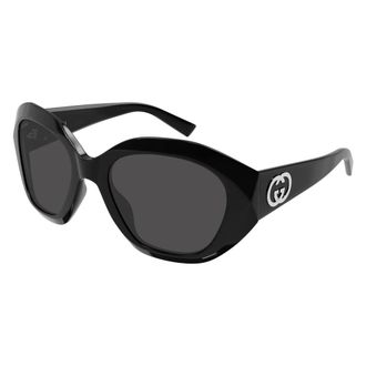 Gucci Geometrische Zonnebril - unisex - Accessoires - Zwart - Maat: 56 MM Nylon