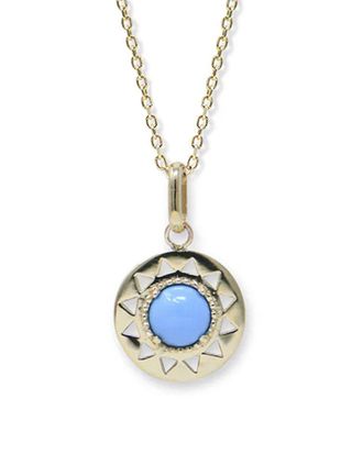 Anzie 14K Turquoise Aztec Pendant Necklace