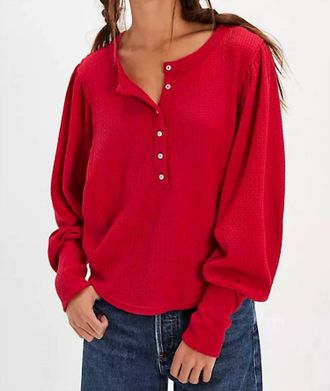 Free People Quinn Knit Thermal Top In Salsa