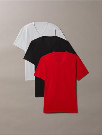 Calvin Klein Mens Cotton Stretch Blend 3-Pack Slim Fit V-Neck T-Shirt - Multi - XL