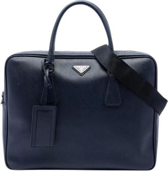 Prada Borsa da lavoro Pre-owned in pelle Saffiano - - Pre-owned - unisex - Blu - ONE SIZE