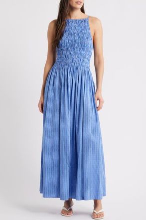 Faithfull The Brand Laia Gingham Shirred Bodice Maxi Dress in Sotto at Nordstrom, Size X-Small