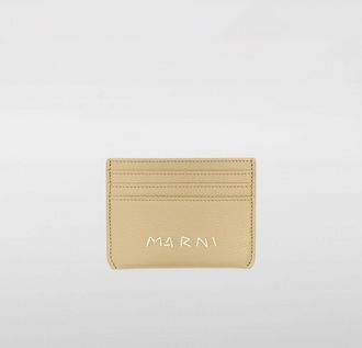 Marni Portacarte di credito Marni in pelle a grana con logo ricamato